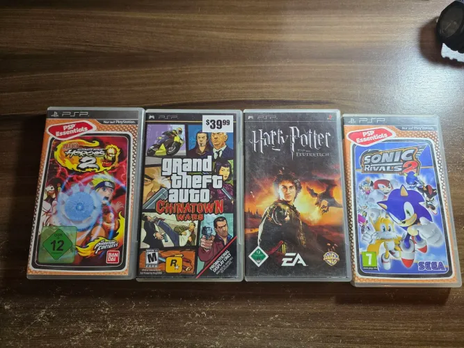 Lote 4 Jogos PSP Originais - GTA, Naruto, Harry Potter e Sonic