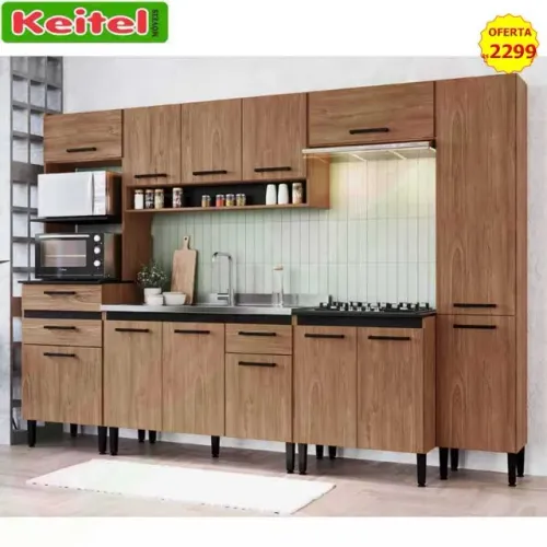 Cozinha Modulada Giovana 6 Peças Freijó / Preto