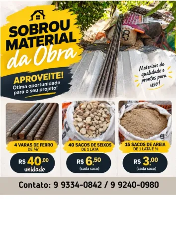 Material de construção que sobrou da minha obra