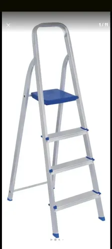 Escada Alumínio 4 Degraus MOR Prateado/Azul