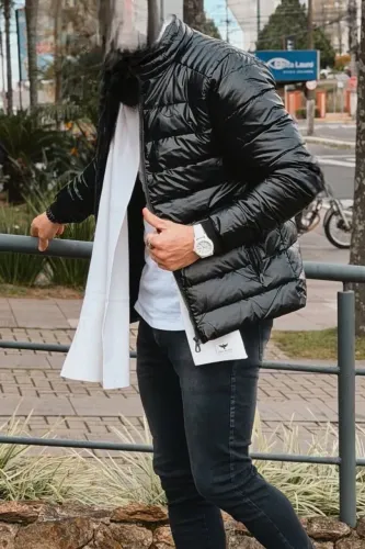 Jaqueta puffer metalizada