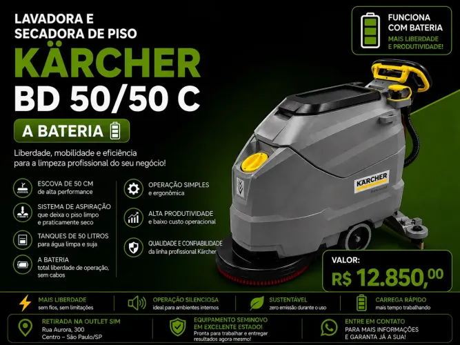 Lavadora e Secadora de Piso Kärcher BD 50/50 C a Bateria | Seminova