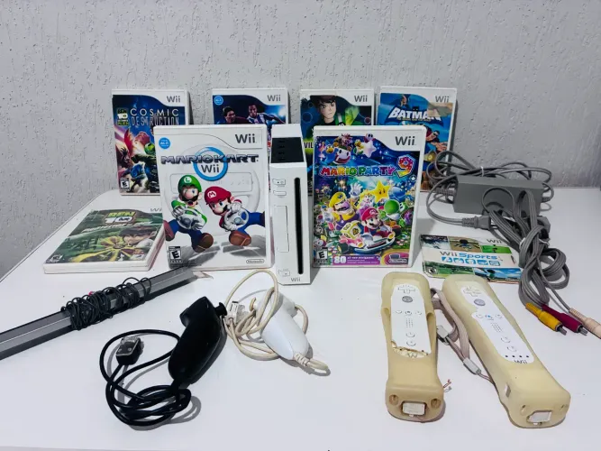 ? NINTENDO WII COMPLETO + 10 JOGOS + 2 CONTROLES