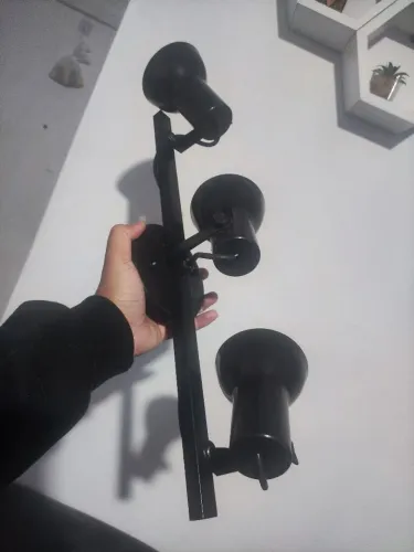 Luminária Plafon Trilho 3 Spots Direcionáveis (Preto) - Estilo Industrial<br>