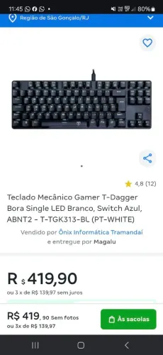 Teclado mecânico novo