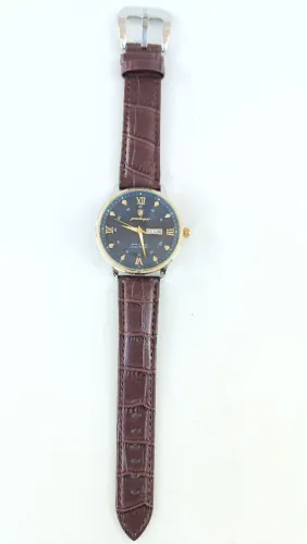 Relógio Poedagar Gold Blue Quartzo Muito Bonito Pulseira em Couro Com Detalhes Cristal