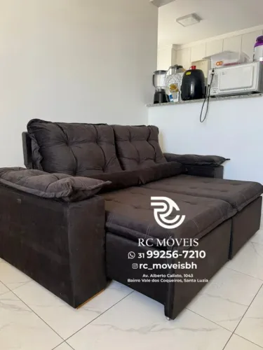 Sofá Retrátil e Reclinável 2m pillow 16cm - revestimento tecido veludo