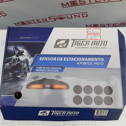 Sensor de estacionamento.c/ 8 pontos: 4 dianteiros e 4 traseiro. Preto. Novo. Instalado. 