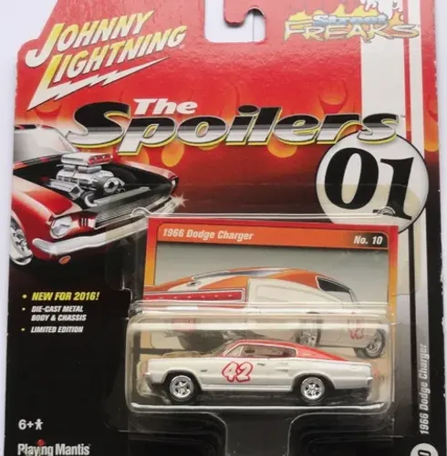 johnny lightning 1966 dodge charger the spoilers lindo todo metal - antigo