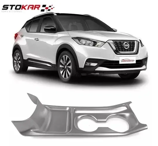 Moldura Aplique Porta Copos Nissan Kicks 2017 a 2022 Prata