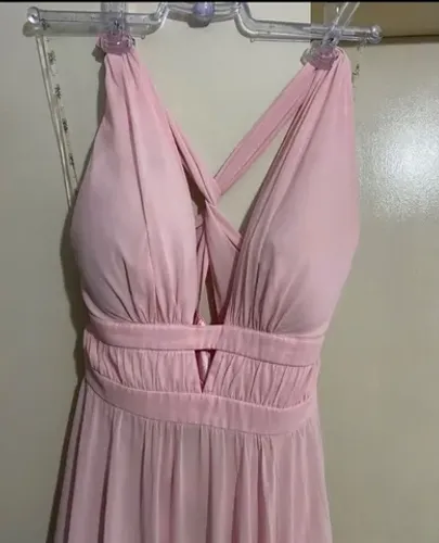 Vestido longo de festa rosa