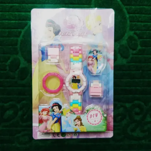 Relogio Digital Infantil Regulavel P/ Montar Brick Watch Princesas Disney