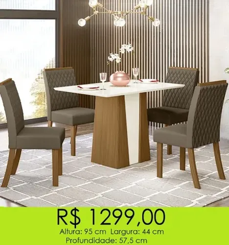 Mesa de jantar com 4 cadeiras