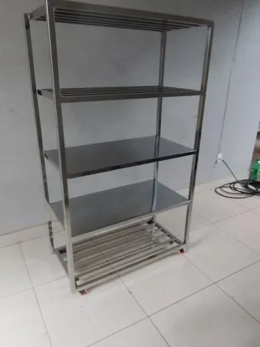 prateleira industrial de Aço Inox com Rodízios