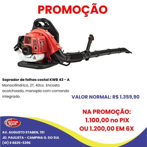 Soprador de Folhas Costal Kawashima KWB 43 - A - NOVO - COM GARANTIA
