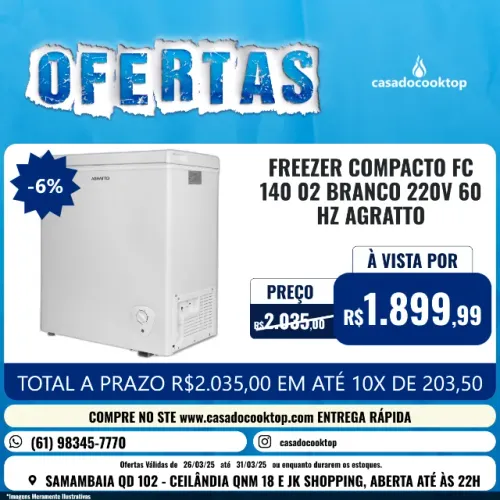 FREEZER COMPACTO FC140-02 BRANCO 220V 60HZ AGRATTO
