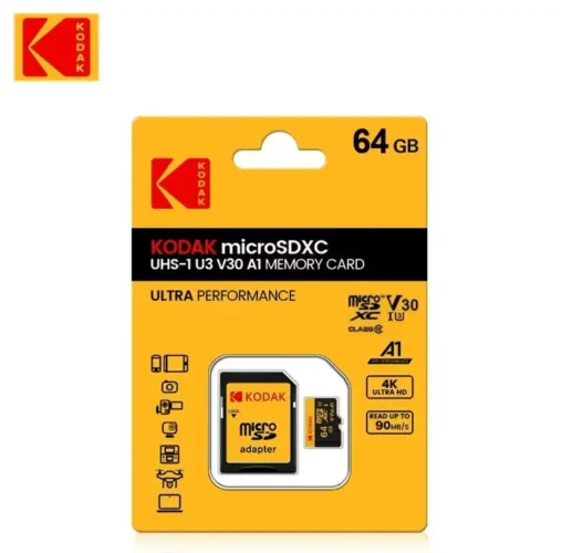Cartão de Memória MicroSDXC Kodak 64GB UHS-1 U3 V30 A1
