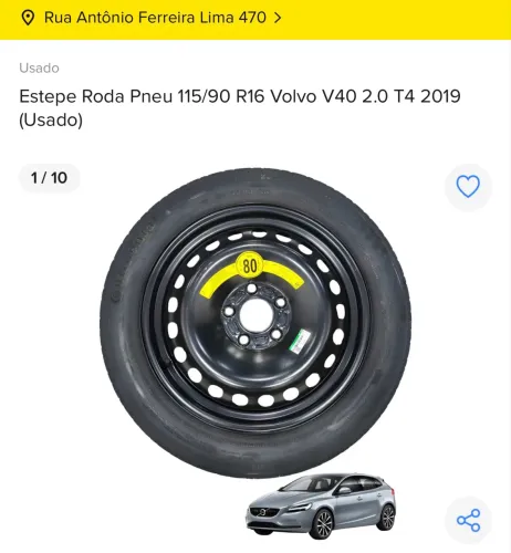 Estepe Roda Pneu Volvo V40 t4 2019