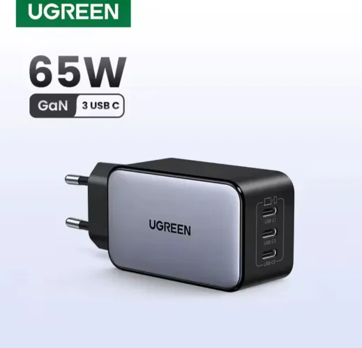 Carregador 65W UGREEN GaN 3 USB-C - Tablet/Macbook/Celular