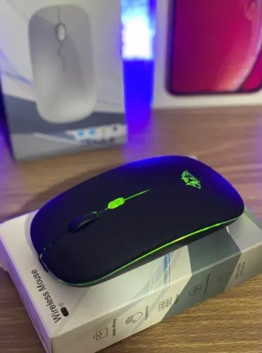 Mouse sem Fio, Bluetooth, RGB, Recarregável