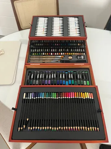 Caixa Maleta de Pintura em Madeira Importada