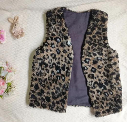 Colete de Pelúcia Leopardo ,roupa de inverno