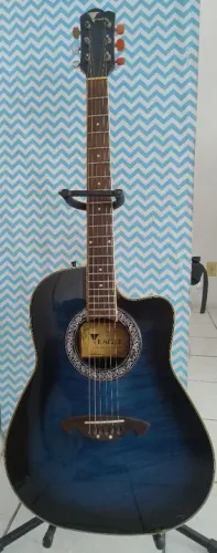 Violão Eletroacústico Ovation Fibra Eagle de Aço - Azul - Aceito Troca 