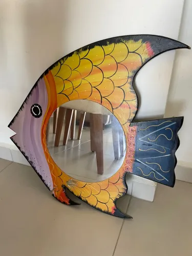 Espelho Decorativo de Peixe Artesanal