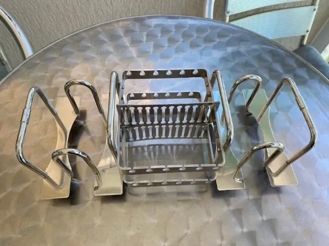 Porta guardanapo e talher em aço inox - muito lindo! Preço final R$ 240,00