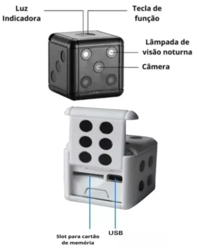 MINI CAMERA ESPIÃ INFRAVERMELHO FORMATO DADO