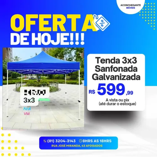 Tenda 3x3 ferragem branca 