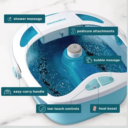 Banheira Spa para os pés Marca HoMedics - Centro de pedicure com 3 acessórios. 