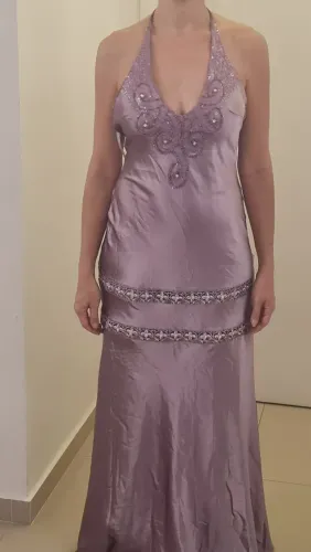 Vestido festa Longo Lilás com Pedrarias