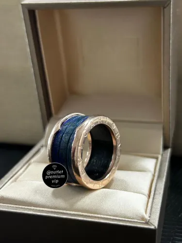 Anel bvlgari ceramica azul