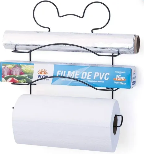 Suporte para Rolos de Papel Toalha Triplo Mickey Preto