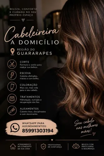 Cabeleireira a Domicílio. REGIAO GUARARAPES