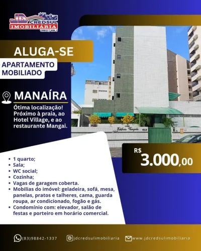 Aluga-se apartamento mobiliado em Manaira