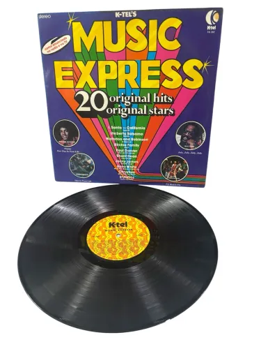 disco de vinil LP "Music Express" da K-Tel meados da década de 1970.