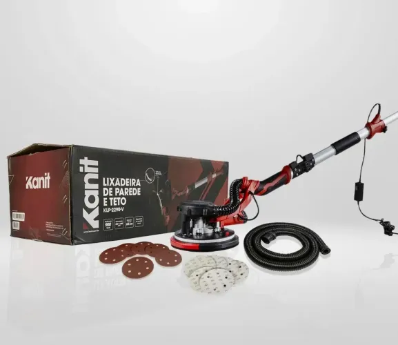 Lixadeira de Parede e Teto Profissional 900W 1800rpm Lixas Led E Saco Coletor 50/60hz 220V