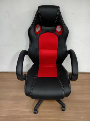 Cadeira Gamer em couro PU Preta e Vermelha