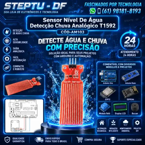 Sensor Nível De Água Detecção Chuva Analógico T1592 Arduino Automação Robotica COD-AM103