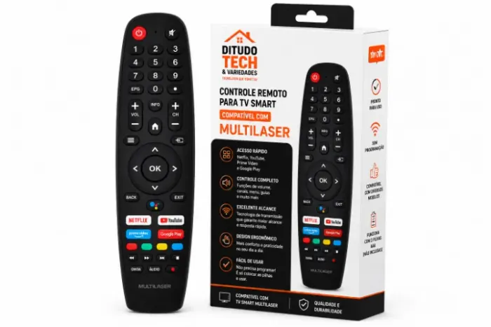 Controle Remoto Para TV Smart Compatível Com Multilaser - Novo - Ditudo Tech e Variedades
