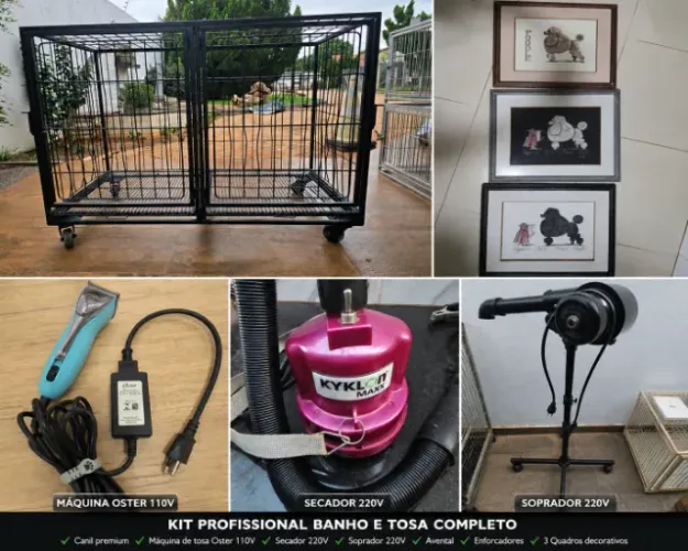 Kit Profissional Banho e Tosa Completo + Canil Premium
