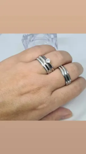 Par de Alianças banho de ouro branco