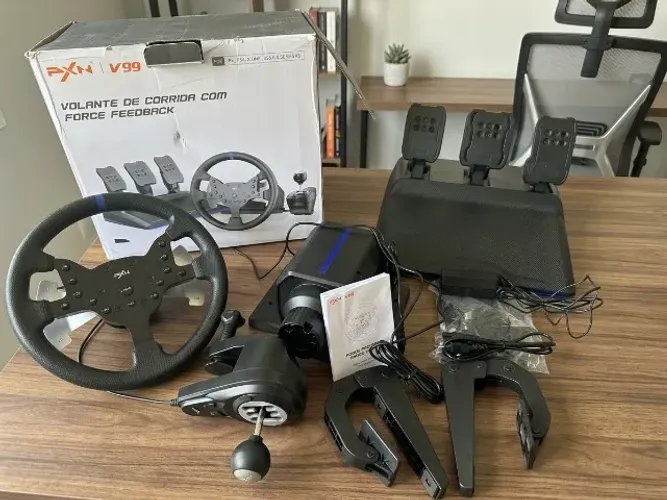 Volante PXN V99 Force Feedback Completo + Pedais e Câmbio