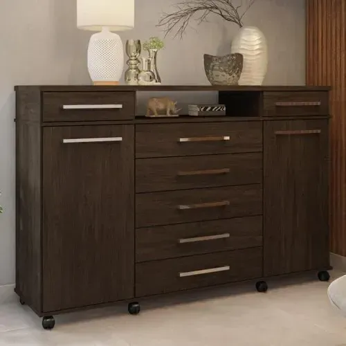 Cômoda 7 Gavetas 2 Portas com Rodízios London Yescasa