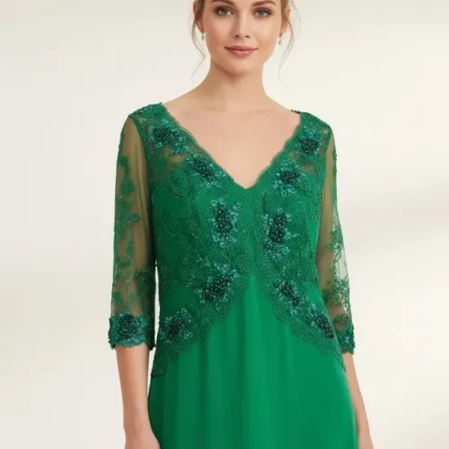 Vestido longo crepe italiano renda francesa