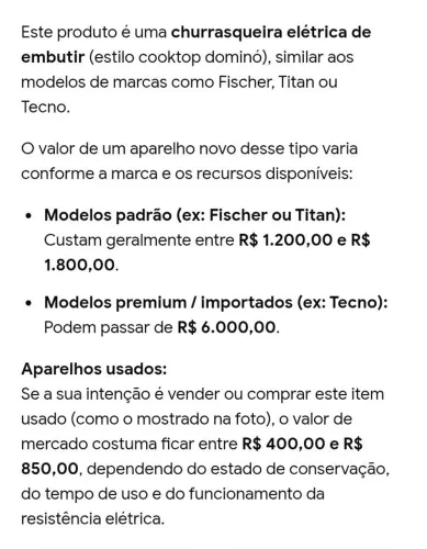 Churrasqueira elétrica de embutir! 480$ tem conversa!!