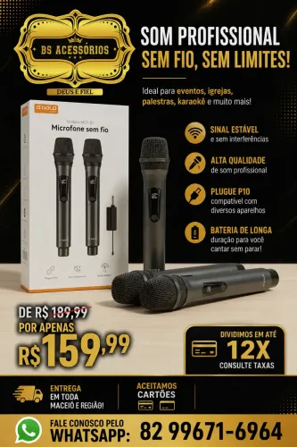 KIT 2 MICROFONES SEM FIO 