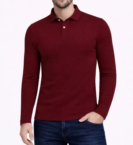 Camisa Polo Longa Vinho